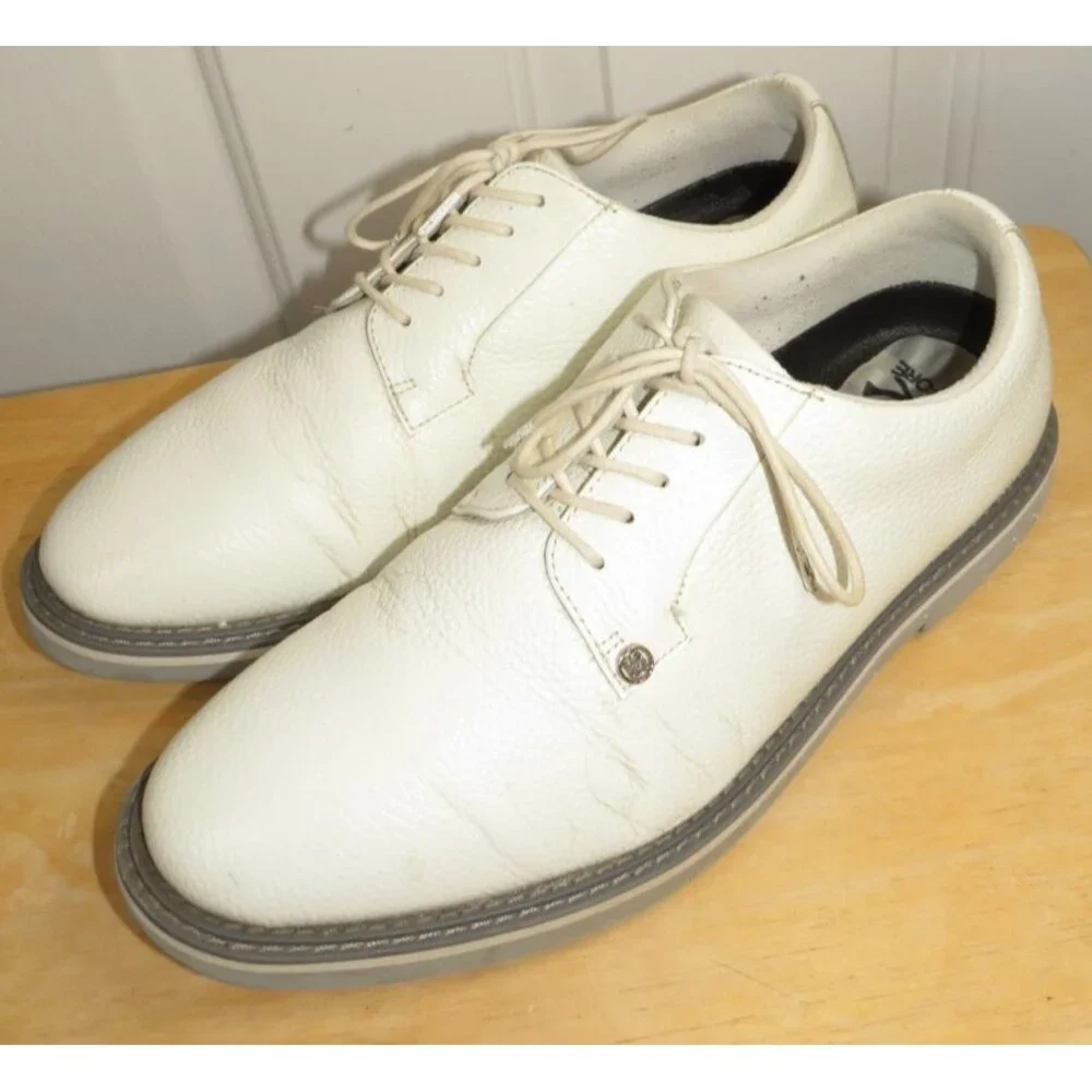 G/FORE Gallivanter Pebble Leather Men’s Golf Shoes Size 11.5 White/Gray
